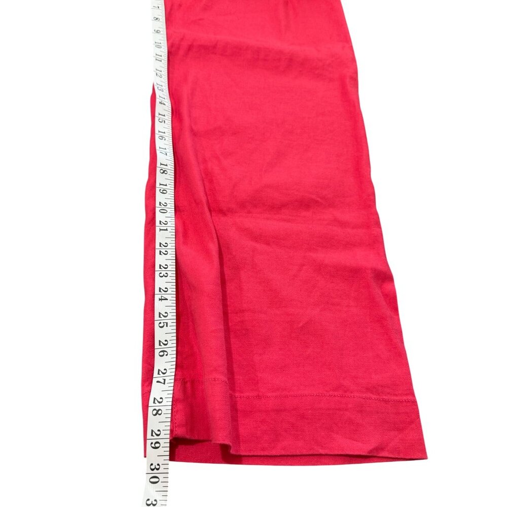 Maeve Anthropologie Colette Trouser Wide-Leg Pants Linen Pink Women Size 32 Tall - Picture 7 of 9